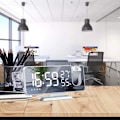 Miniatyrbild 4 av 4: Digital Projektionsväckarklocka för Sovrum, Radioväckarklocka med Takprojektion, Dubbel Alarm, USB-Laddningsport, 7,3 tum Stor LED-Spegel, Hög Ljudvolym