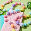 Miniatyrbillede 3 af 5: Uldfilt kugle guirlande farverige pom pom guirlande 24 kugle guirlande til Mardi Gras påske (assorterede farver, 2 stk.)