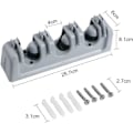 Miniatyrbillede 2 af 5: Multifunktionel vægmonteret kosteskaft, opbevaringsstativ til dit køkken, garage, vaskerum (3 slots og 4 kroge)