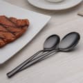 Miniatyrbillede 2 af 5: 4-delt sort titaniumbelagt sort service i rustfrit stål, 4-delt sort service, sort bestiksæt