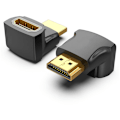Miniatyrbild 1 av 5: HDMI 90° vinkeladapter HDMI 2 stycken i set - HDMI Typ A hona och hane - 4K Ultra HD UHD 3D Full HD 1080p HDR Arc Highspeed med Ethernet