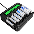 Miniatyrbillede 1 af 5: LCD universal batterioplader med 8 pladser og USB-port