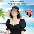 Miniatyrbild 4 av 5: Extra bred solhatt för kvinnor - bomull, vikbar, vändbar hatt med bred brätte - UV-skydd - sommarstrand, resor, trädgård