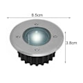 Miniatyrbillede 2 af 5: Sæt med 6 solcelle LED spots indbygget - jord - diameter: 85 mm - rund - udvendig resistent over for base - rustfri stål facade