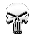 Pikkukuva 1 / 5: Hopeinen 2 kappaleen Punisher 3D-metalli tarra, Punisher Skull -moottoripyörän tarra, Punisher Skull -auton tarra, moottoripyörät, auton sisustus