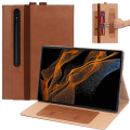 Miniatyrbild 1 av 5: (Brun) Skyddande fodral för Samsung S8Ultra, handledshållare, TabS7FE droppsäkert, horisontellt och vertikalt roterande surfplattefodral med pennhållare
