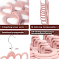 Miniatyrbild 3 av 5: Sammetshängare för halsdukar, halsduksorganisatör, flockad sammetsfinish, halsdukshållare med 11 öglor och krokar rosa, 2-pack