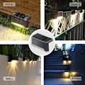 Miniatyrbilde 3 av 4: Vanntett utendørs solcellelampe for gjerde, sett med 4 stk kaldhvite solcellelamper, dekorasjoner for basseng, utendørstrapper, trinn, gjerder, rekkverk, kurs