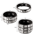 Miniatyrbillede 2 af 5: 3-delt lædernittet punkarmbånd til mænd, kvinder, 80'er nittet armbånd, gotisk punkrockarmbånd, nittet nittet armbånd, unisex metal, til H