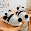 Miniatyrbillede 2 af 4: Sødt panda sko vinter plys hjemmesko til kvinder varm tegneserie have hus sko indendørs hjem tyk-solet sko skridsikker fluffy 24.5cm