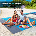 Miniatyrbillede 3 af 5: Strandmåtte Picnic Tæppe 200x210cm (Blå) Ultralet Strandtæppe Vandtæt Udendørs Strandmåtte til Strand, Camping, Bærbar Hurtigtørrende.
