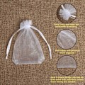 Miniatyrbillede 2 af 5: 100 stk. Premium Organza Poser Hvide Bryllupsgaveposer med Snøre 4 x 4,72