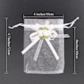 Miniatyrbild 2 av 5: 50 st 10x12cm genomskinliga organza-påsar vita rosor dragsko påse godispåsar smyckespåsar bröllopsfest gynna presentpåsar för jul babyshower