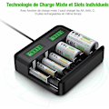 Miniatyrbillede 5 af 5: LCD universal batterioplader, universal oplader til AA/LR6, AAA/LR3, C/R14, D/R20 Ni-MH genopladelige batterier med Type C input C micro USB, opladning
