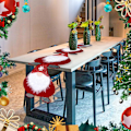 Miniatyrbillede 4 af 4: Rød julebordløber, 5 stk. bordløbere spisestueindretning, ansigtsløs julemand middagsbordsdekorationer, dækkeservietter spisetilbehør, bryllup Ho