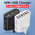 Miniatyrbillede 2 af 5: Mobiltelefonoplader 3.5A Tablet Rejseoplader Ladehoved - 6USB - Europæisk standard hvid