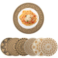 Miniatyrbilde 2 av 5: Bohemian Print Runde Plassmatter i PVC Flettet 6-pak Plassmatter Vaskbar Varmebestandig Sklisikre Plassmatter for Kjøkken Restaurant Spisebord