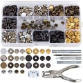 Miniatyrbilde 1 av 5: 120 stk trykknappersett hule solide trykknapper metallspenne ringknapper syhåndverk 12,5 mm (Type2)