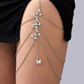 Miniatyrbilde 5 av 5: Bohemian Butterfly Body Chain Gold Leg Chains Disco Lårkjeder Elastiske Smykker for Kvinner og Jenter