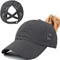 Miniatyrbillede 1 af 5: Dyb grå-hestehale baseball cap, letvægts justerbar hurtig tørrende åndbar solbeskyttelse UV, unisex farve rodet cap cross hat