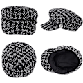 Miniatyrbillede 5 af 5: (M, 56-58cm), Sort, 1 stk. Baret Cap Dame Mode Casual Huer Retro Stilful Visor Hat Vinter Cap til Dame