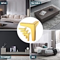 Miniatyrbild 4 av 5: Set om 4 metalliska triangulära bordsben - Guld 15 cm, belastningskapacitet upp till 800 kg, moderna metalliska triangulära bordsben för skåp, soffor, möbelstift