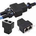 Miniatyrbild 1 av 5: 2 x RJ45 separator adapter 1 till 2 hona hona portar Internet förlängnings nätverkskontakter stöd för CAT5E CAT6E CAT6E CAT7 CAT5E CAT6E CAT7,