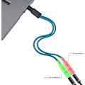 Miniatyrbillede 3 af 5: Dobbelt Jack Mikrofon Headset PC Adapter 3,5mm Han til Dobbelt Hun Audio Splitter Splitter Kabel Fungerer på PS4 eller Xbox Controller, PC, Smartphone,