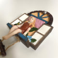 Miniatyrbillede 3 af 5: Fehjem med stige i harpiks, håndmalet havefigur og træskulpturer, udendørs hængende dekoration til hegn, vægge, dekorativt ornament, gaver til C