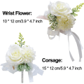 Miniatyrbillede 2 af 5: (Hvid) 1 sæt, 2 kunstige håndledsblomster, bryllupscorsage, rosencorsage, bryllupshåndledsblomst, håndledsblomst, egnet til bryllup, banket, fødselsdag