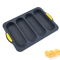 Miniatyrbillede 1 af 4: 4-fags silikonebaguetteform, perforeret non-stick form, minibaguettebakke med fedtpensel til franskbrød