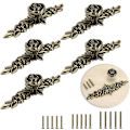 Miniatyrbilde 1 av 4: Møbelhåndtak 5 stk bladformet dørhåndtak, brukt til retro skap, skap, garderober, etc. (170mm, bronsegrønn)