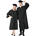 Miniatyrbilde 2 av 5: Gradueringskjole og -hatt for voksne XL 2023 sort unisex gradueringssett