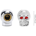Pikkukuva 2 / 5: 4 kpl (Skull Silver) Chrome Skull Valve Caps Rengasventtiilit Auton lisävarusteet Yleismaailmalliset venttiilihatut autoon, maasturiin, kuorma-autoon, moottoripyörään, polkupyörään