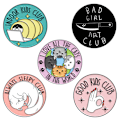 Miniatyrbillede 1 af 5: 5 stk. emaljenåle søde tegneserie børnemærker, runde kattenål form, jakke/revers/rygsæk badge
