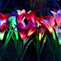 Miniatyrbillede 5 af 5: 2 stk. Solcellelamper Udendørs, Lily Solcelle Have Lamper LED Solcellelamper Farveskift Større Blomster og Solpaneler Have Dekoration til Terrasse, Stier,