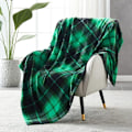 Miniatyrbillede 1 af 4: Polar plaid tæppe til seng eller sofa i fleece, tæppe kastet ind i flise flannels hele sæsonen 127 x 150 cm, grøn