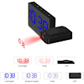 Miniatyrbild 2 av 5: LED projektionsväckarklocka med USB-kontroll, FM-radio med variabel intensitet, skrivbordsklocka med roterande projektor, dubbellarm, snooze-funktion - blå