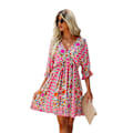 Miniatyrbillede 2 af 4: Kvinders Boho Tribal Print Kortærmet Maxi Kjole, V-hals Binde Sommerkjole