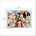 Fönsterdekal för barnrum, heminredning, One Piece, 3D-vy, väggkonst, anime-väggdekal