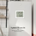 Miniatyrbild 5 av 5: Hygrometer Termometer Inomhus Stor Skärm Väggdisplay Magnetisk Elektronisk Temperatur Fuktighet Mätare med Stativ för Växthus Hem, Modell: Vit