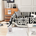 Miniatyrbilde 2 av 4: Beskyttende trekk for sofa for kjæledyr med Boho Geometrisk design for sofa med 2 puter, Vendbare sofatrekk Svart Vaskbart med Sertifikat for Hunder og K