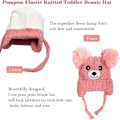 Miniatyrbilde 4 av 5: Søt bjørn barn vinter fleece foret strikket lue med øreklaffer dobbel dusk lue kaldt vær varm lue for alderen 1-5 (rosa)