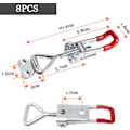 Miniatyrbillede 3 af 5: Metal Toggle Latch, 8 stk. Toggle Clamp Toggles, 4001 Quick Release Clasp Fixing Buckle Med Justerbar Spænde Til Skab, Dør, Kasse, Etui Uden Lo