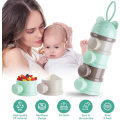 Miniatyrbillede 3 af 5: Doseur De Lai（Blå）, Doseur Bébé Distributeur en Poudre Portable Avec 4 Compartiments et Bec Verseur Boîtes Empilables Convient Pour Les Collations,L