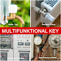 Miniatyrbillede 2 af 3: 4-vejs universalnøgle, multifunktionel værktøjsnøgle, trekantnøgle, firkantnøgler, universalkrydsnøgle til elskabe, elmåler, radiator