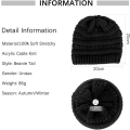 Miniatyrbild 3 av 5: Hästhuvud Beaniemössa för kvinnor flickor, vinter varm mjuk stretch rörig bulle hästsvans stickad BeaniemössaTail Hat Skull Cap