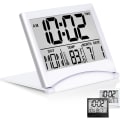 Miniatyrbild 1 av 5: Digital Reseväckarklocka - Fällbar Kalender Temperatur Timer LCD Klocka med Snooze-läge (Silver, Ingen Bakgrundsbelysning)