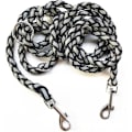 Miniatyrbillede 3 af 5: Hundesnor, reflekterende dobbeltline justerbar i nylon med 2 karabinhager og 3 ringe, 2,1 m sort line til multifunktionel hund til små/mellemstore