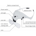 Pikkukuva 3 / 5: Suurennuslasit 2 LED-valoa 5 linssiä Suurennuslasit Säädettävä, Vaihdettava, 1.0X, 1.5X, 2.0X, 2.5X, 3.5X Kangaspuhdistus Työhön, Elec